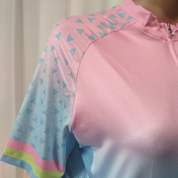womens Oudike blue and pink 100% polyester cycling jersey. size xxxl - Picture 3 of 11
